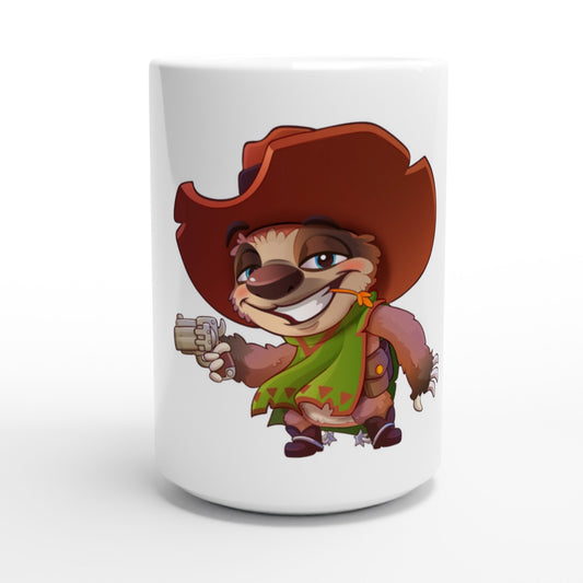 "Six-gun Sloth" White 15oz Ceramic Mug