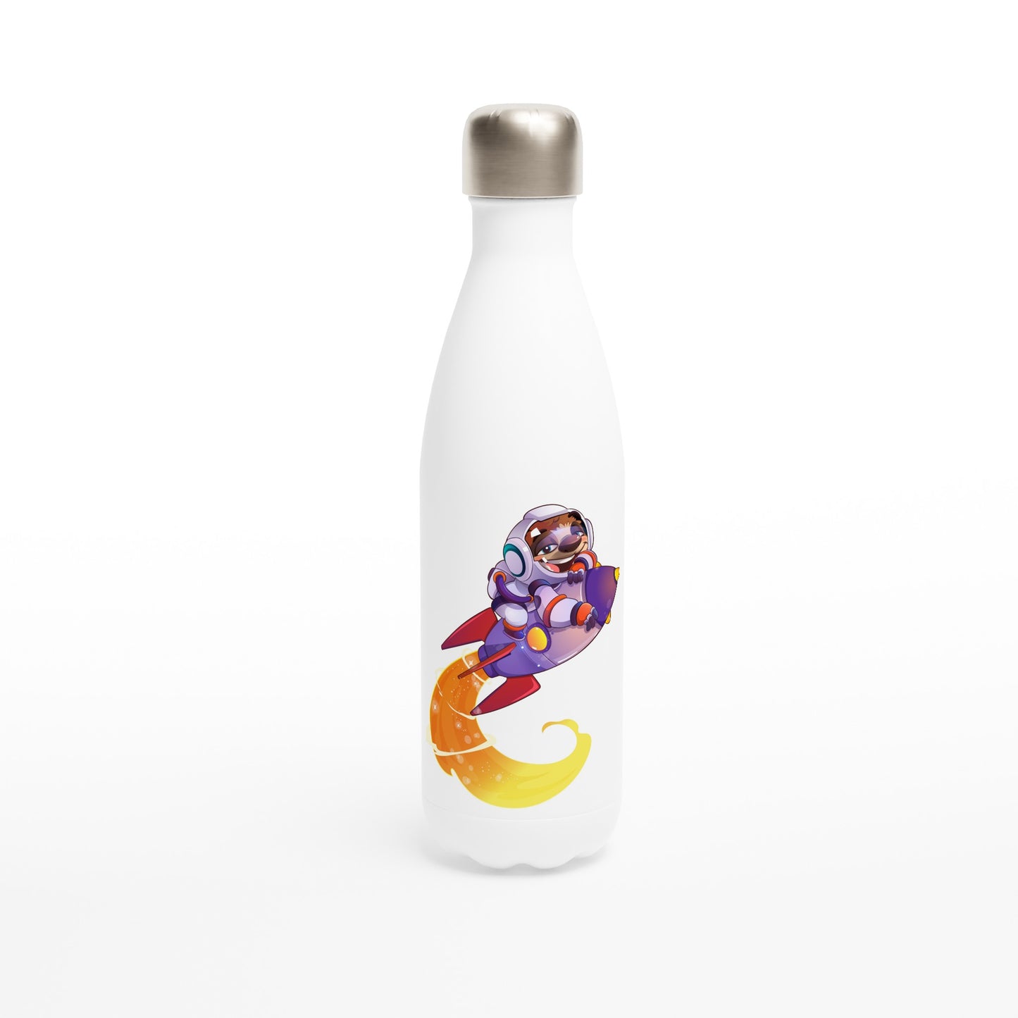 "Space Cadet Sloth" White 17oz Stainless Steel Water Bottle