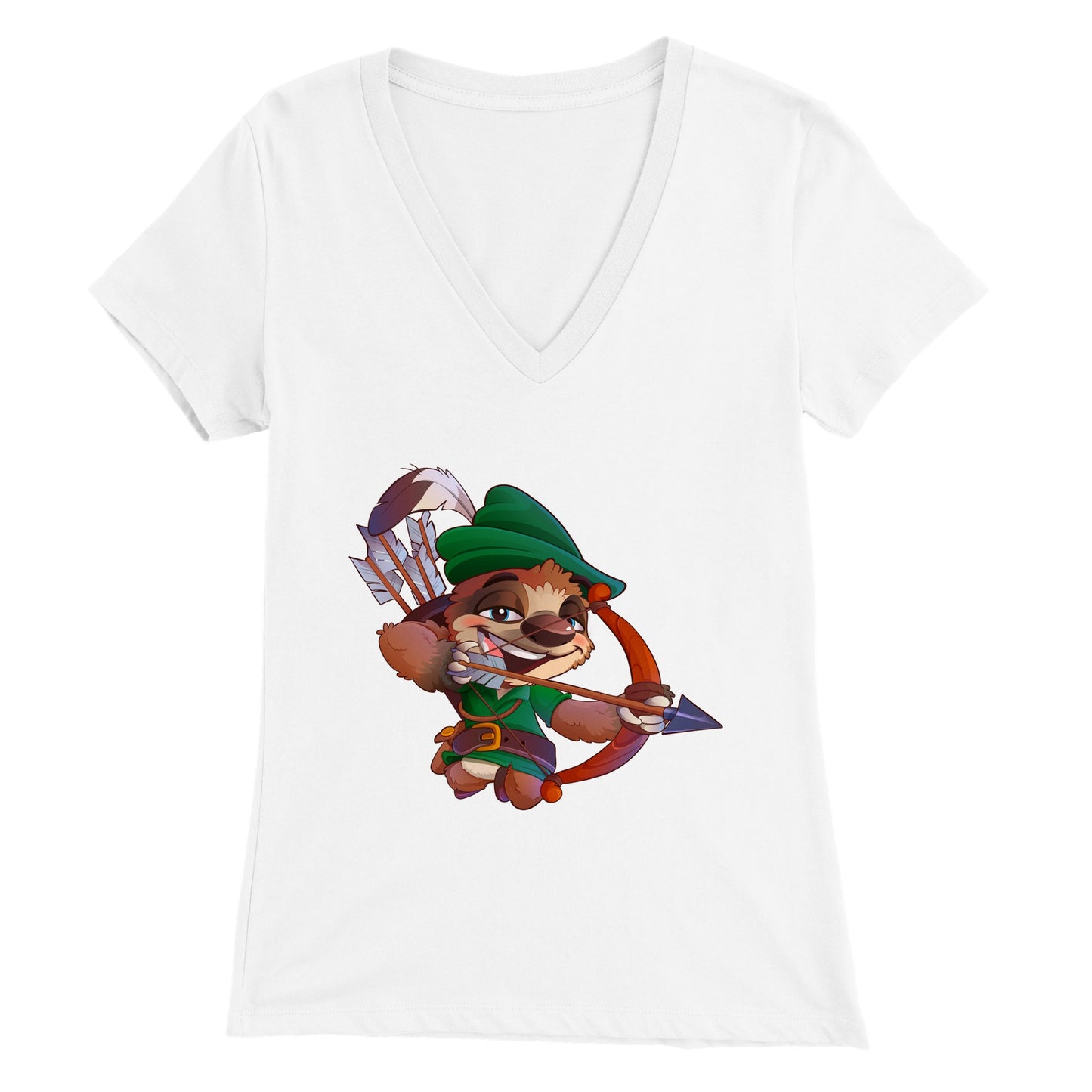 "Sherwood Sloth" Premium Womens V-Neck T-shirt