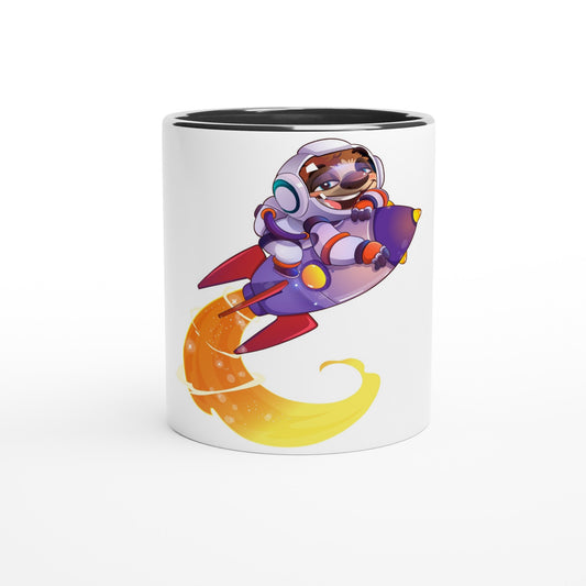 "Space Cadet Sloth" White 11oz Ceramic Mug with Color Inside