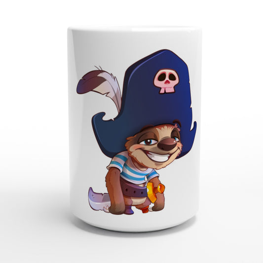 "Shiver-Me-Timbers Sloth" White 15oz Ceramic Mug