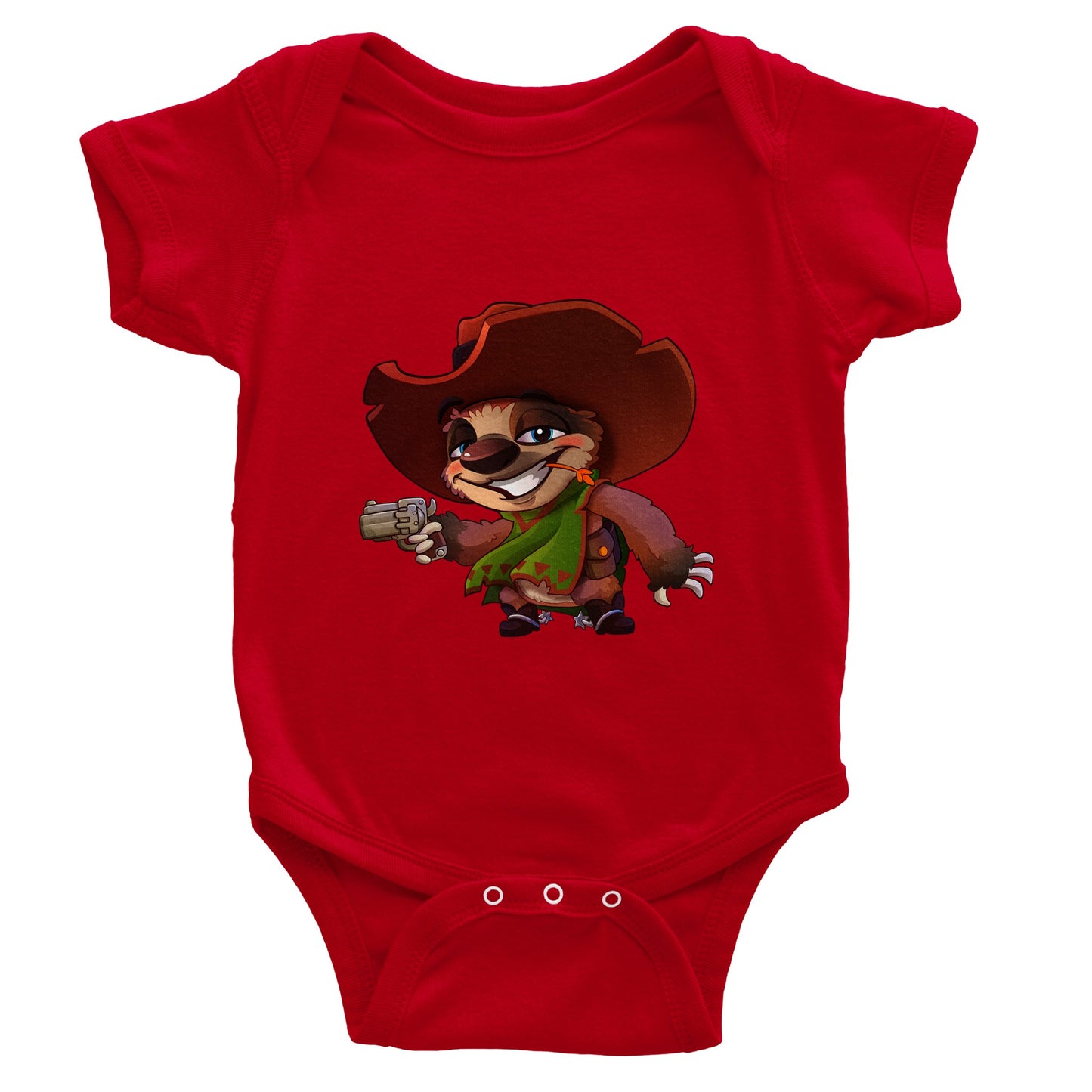 "Six-gun Sloth" Classic Baby Short Sleeve Bodysuit