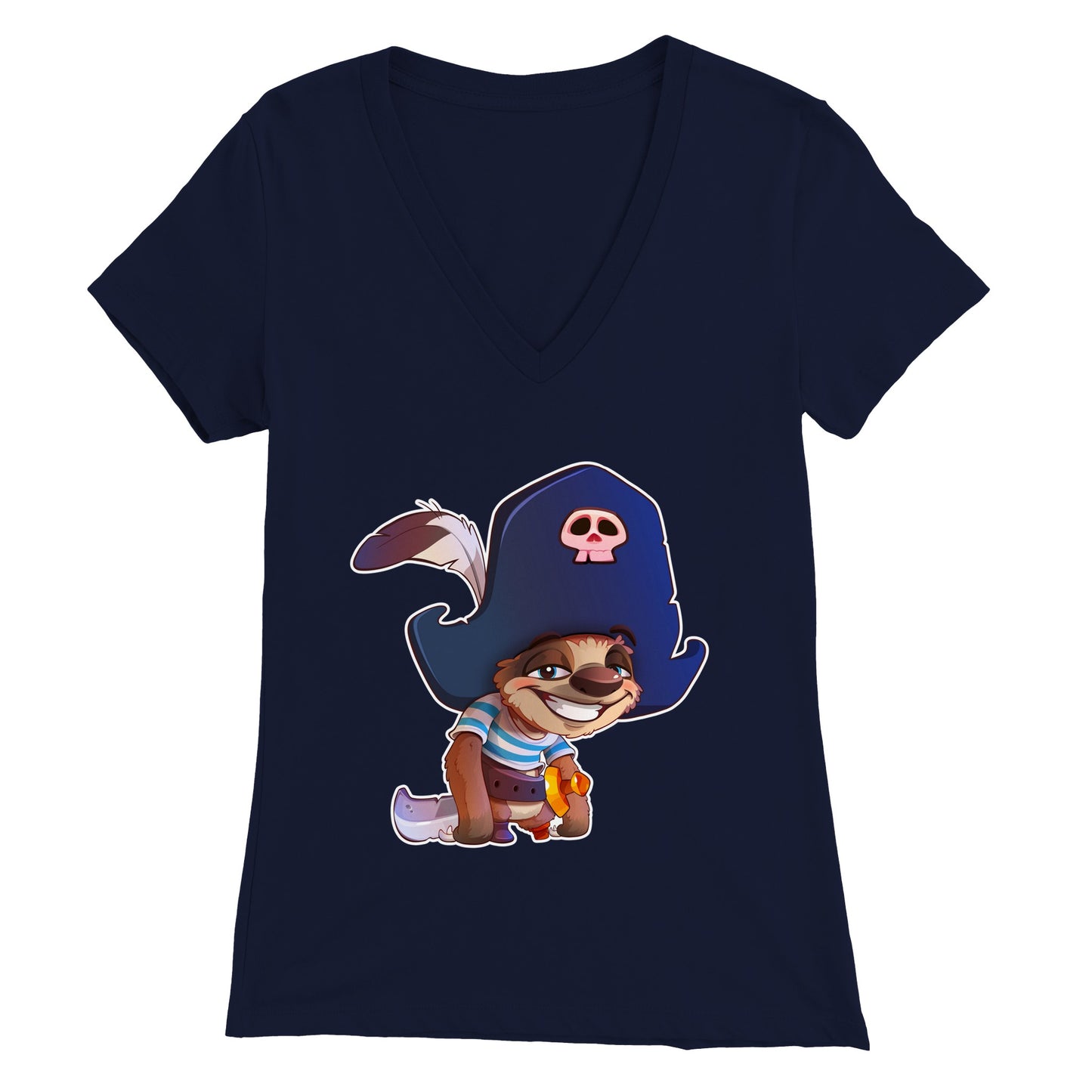 "Shiver Me Timbers Sloth" Premium Womens V-Neck T-shirt