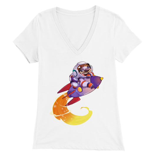 "Space Cadet Sloth" Premium Womens V-Neck T-shirt