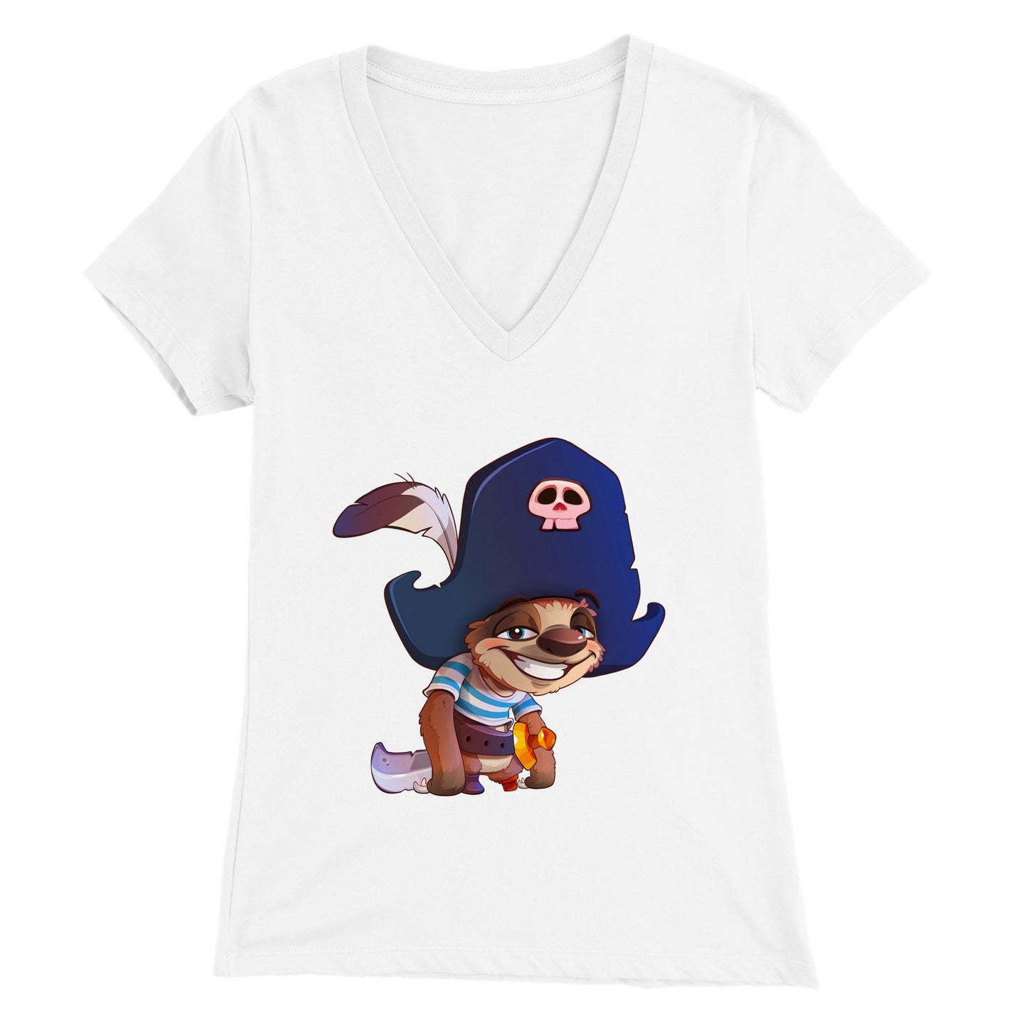 "Shiver Me Timbers Sloth" Premium Womens V-Neck T-shirt