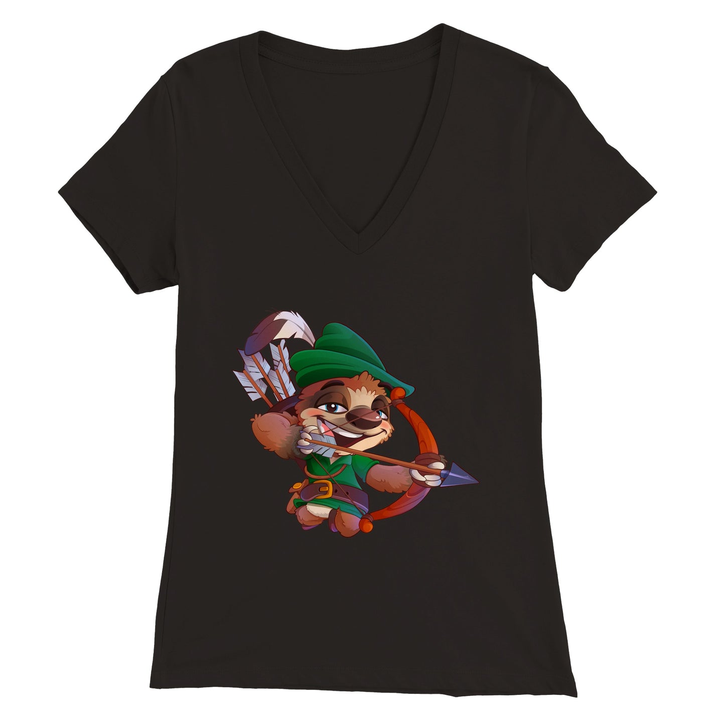 "Sherwood Sloth" Premium Womens V-Neck T-shirt