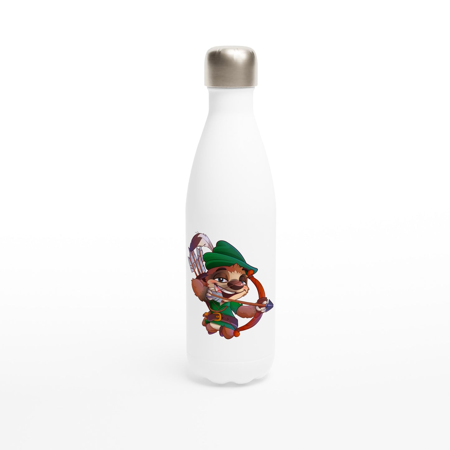 "Sherwood Sloth" White 17oz Stainless Steel Water Bottle