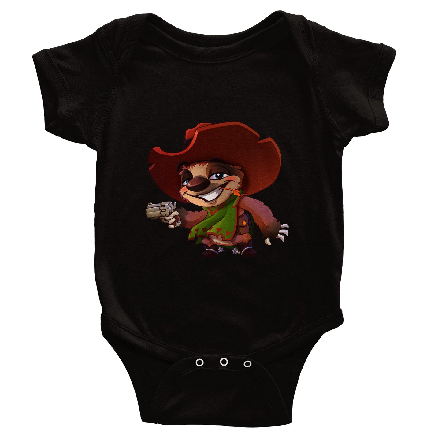 "Six-gun Sloth" Classic Baby Short Sleeve Bodysuit